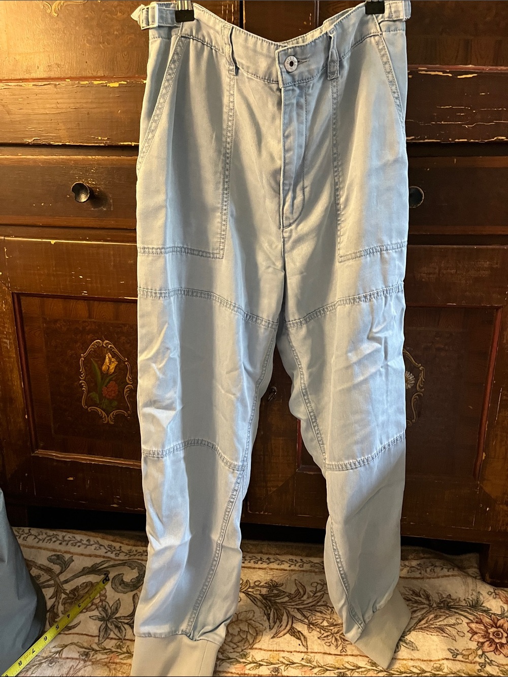 Y2K Diesel light wash denim cargo jogger with adjustable waist